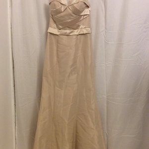 Faviana Couture Long Dress Tan Strapless Size 6